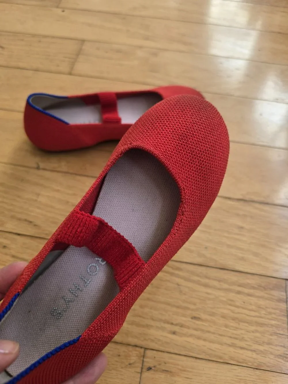 Rothy's The Mary Jane Shoes Glamour Red Knit BalletCore Flats | Kids 1